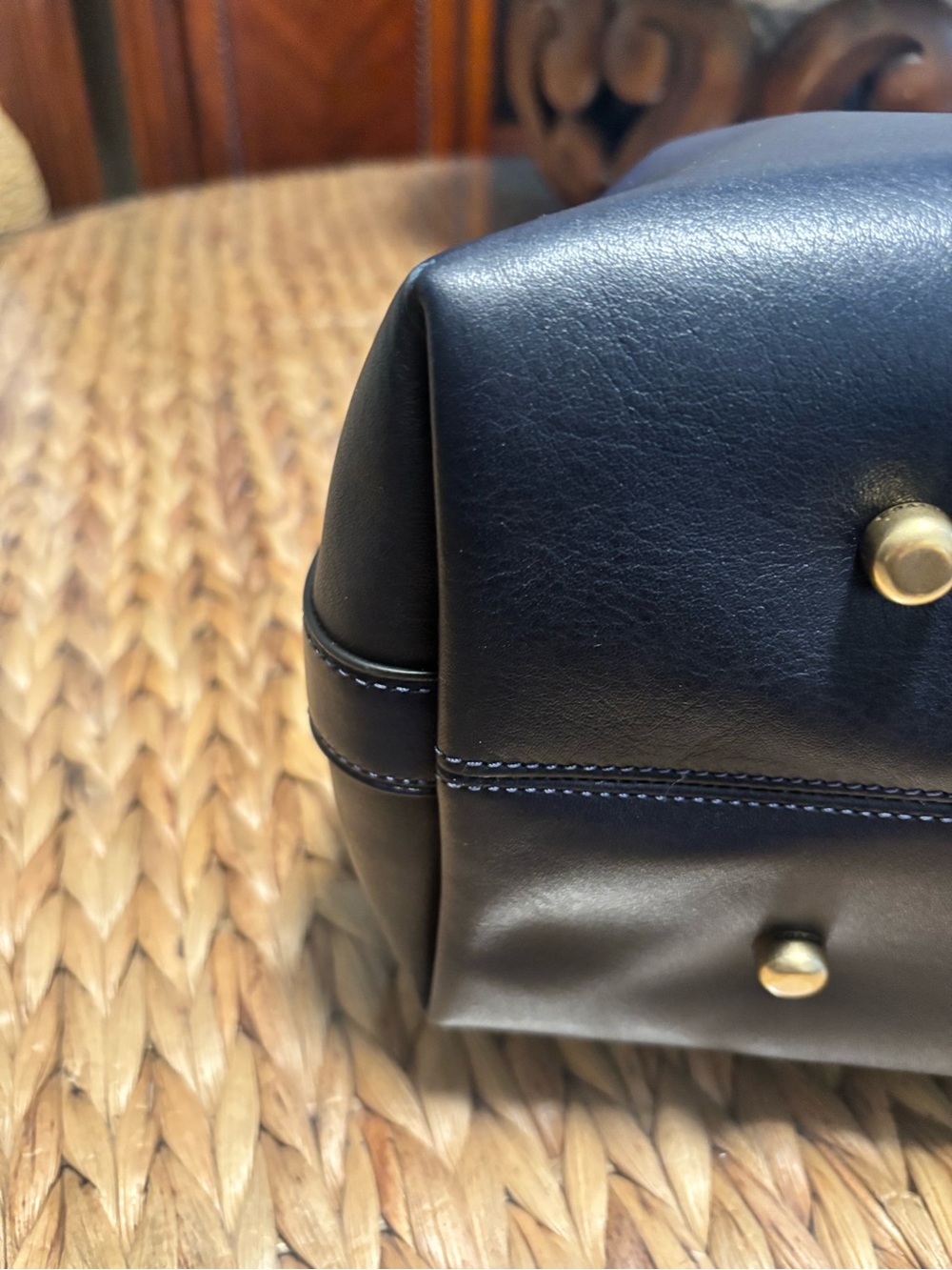 Coach Empire 40 Navy Leather Satchel with Gold Hardware - Picture 11 of 14